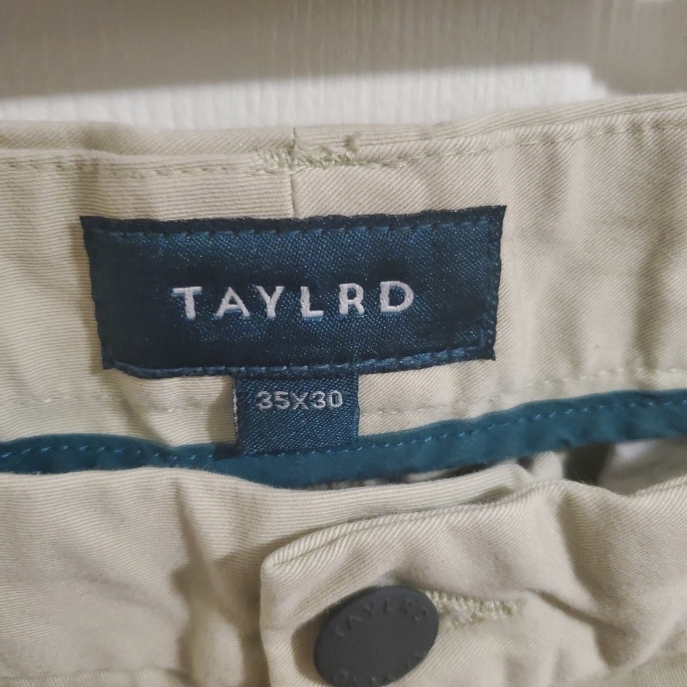 Taylrd Fit Casual Pant Cotton Chino Khaki Beige Pants Size 35x30 - Picture 5 of 7